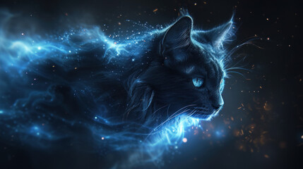 Magical cat looking like space nebula - obrazy, fototapety, plakaty