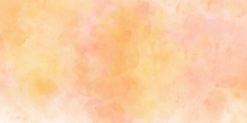 Abstract watercolor yellow wall grunge space hand painted red and yellow wash Background. Fantasy smooth yellow shades sky and clouds watercolor paper textured illustration.