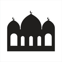 Mosque building silhouette flat icon