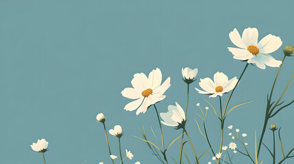 Clipart of chamomile and blue background