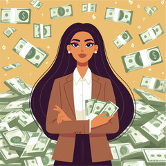 business woman with money