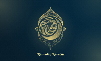 Blue islamic background with arabic calligraphy of ramadan kareem in sparkle design for ramadan campaign. arabic text mean is ramadan kareem.