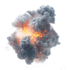 explosion fire and black smoke PNG transparent background  - obrazy, fototapety, plakaty