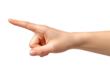 Hand pointing on transparent background - symbolizing concepts of business and gesture