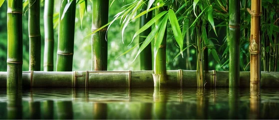 Zelfklevend Fotobehang thick bamboo stems in the water. © kilimanjaro 
