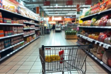 empty shopping cart in the mall