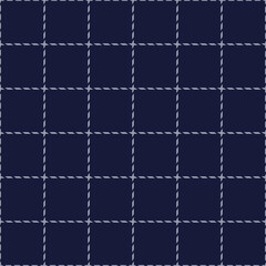 A dark blue plaid fabric design tattersall pattern. Minimal abstract geo lineal classic tartan check background