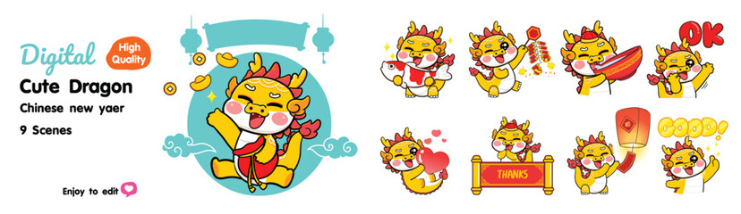 Cute dragon, Chinese style, 8 designs to choose from.