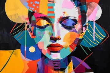 painted abstract art portrait of a woman.