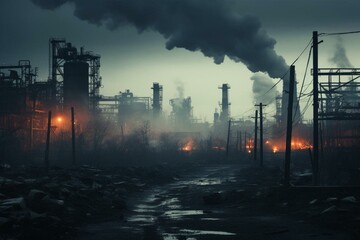 Industrial city smoke. Generative AI