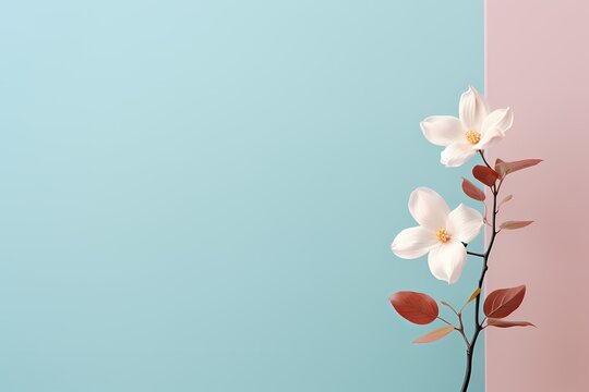 High-definition image capturing the simplicity of a tiny flower on a pastel background, creating an aesthetic canvas for meaningful text.