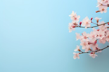 View from above, capturing the elegance of a tiny blossom against a soft, bright pastel background, leaving space for text.