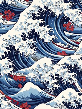 Great kanagawa WAVE --chaos 4 --ar 3:4 --tile --stylize 80 Job ID: 77e773d1-ba9b-43e6-9f3a-d60c73f1c2d4