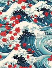 Great kanagawa WAVE --chaos 4 --ar 3:4 --tile --stylize 80 Job ID: 632f7026-72cd-4a80-896a-f28b62f5d51b