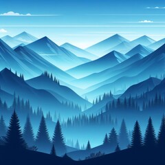 
Create stunning vector illustrations and wallpapers featuring a picturesque mountain landscape with a beautiful blue gradient