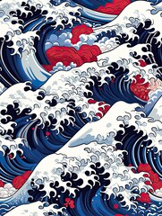 Great kanagawa WAVE --chaos 4 --ar 3:4 --tile --stylize 80 Job ID: f1b045e4-f28a-4c15-9b00-46b1bfe518e3