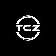 TCZ letter logo design with black background in illustrator, cube logo, vector logo, modern alphabet font overlap style. calligraphy designs for logo, Poster, Invitation, etc.