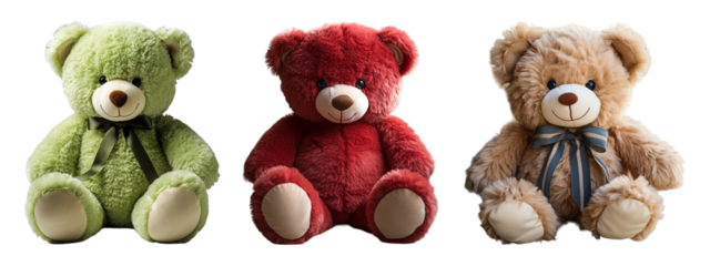 set of teddy bears with various colors, generative ai