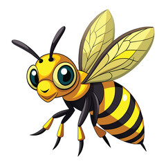 cartoon wasp flying on white