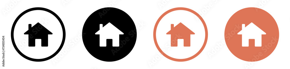 Poster web home icon for apps and websites, house icon, home sign in circle or main page icon
