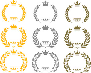 vector logo design with crown and laurel wreath