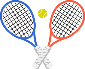 vector crossed tennis rackets and tennis ball