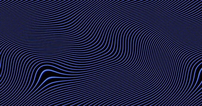 Blue lines, seamless loop animated background. Distorted blue lines in a row