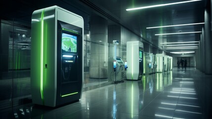 Naklejka premium Sleek and modern electric car charging station for environmentally friendly vehicles