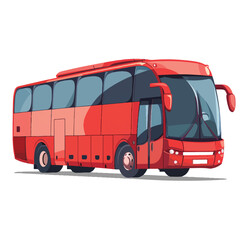 Vector design red tour bus transport flat cartoon.