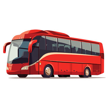 Vector design red tour bus transport flat cartoon.