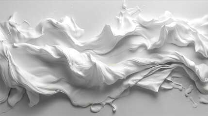 Obraz premium Abstract white acrylic painted fluted 3d painting texture luxury background banner on canvas - White waves swirls. Decor concept. Wallpaper concept. Art concept. 3d concept.