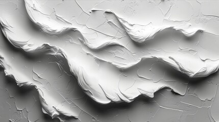 Abstract white acrylic painted fluted 3d painting texture luxury background banner on canvas - White waves swirls. Decor concept. Wallpaper concept. Art concept. 3d concept.