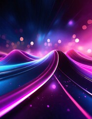 abstract futuristic background with pink blue glowing neon moving high speed wave lines and bokeh lights 