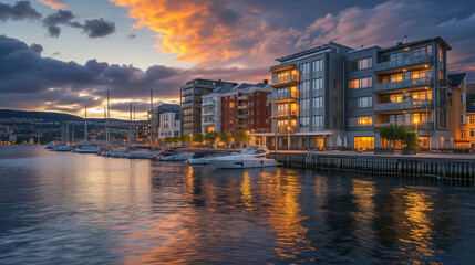 Oslo, Norway. Residential multi-storey houses. - obrazy, fototapety, plakaty