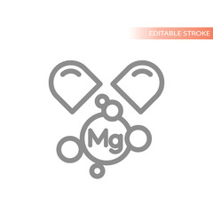 Magnesium capsule line vector icon. Mg pill micronutrient outline.