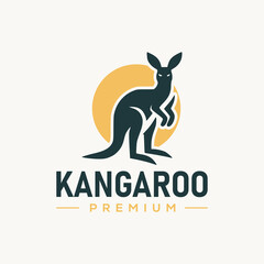 Kangaroo logo, icon vector design template.  flat logo vector kangaroo design