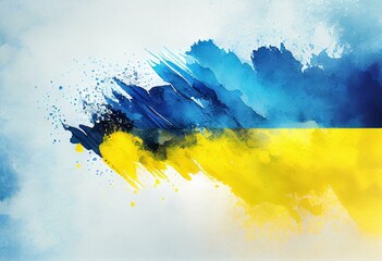 blue yellow watercolor background in ukraine colors. Generative AI