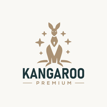 Kangaroo logo, icon vector design template.  flat logo vector kangaroo design