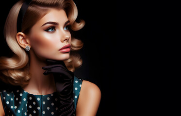 A retro style woman in retro hairstyle 