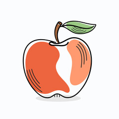 apple   colorful  doodle vector  isolated illustration