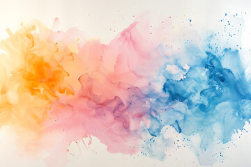 color pink and orange mixed with blue smoke. watercol