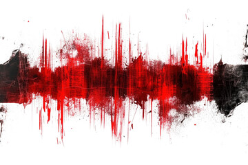 red and black grunge and scratch effect texture with transparent background