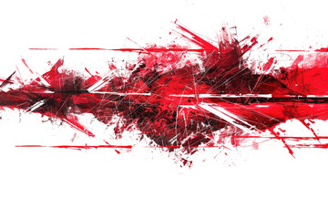 red and black grunge and scratch effect texture with transparent background
