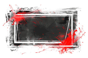 red and black grunge and scratch effect texture with transparent background with frame surround