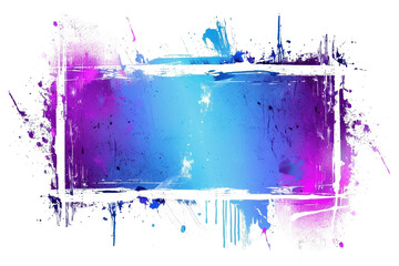 purple and blue  grunge and scratch effect texture with transparent background with surround frame