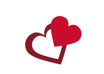 Vector flat icon - two hearts. It is a symbol of love and family. Valentine's Day