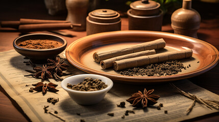 Fototapeta na wymiar Moxibustion: Traditional Chinese Medicine Treatment