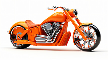 Orange motorcycle isolated on a white background.