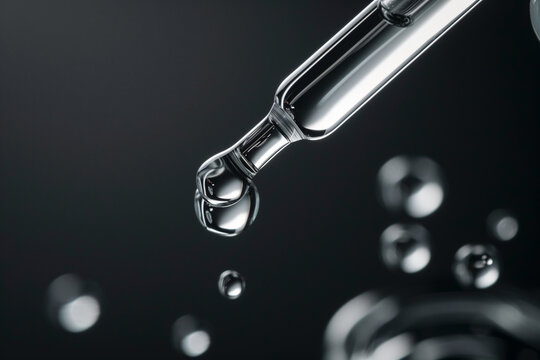 Stylish Cosmetic serum pipette dispense, clear liquid. Generative AI 