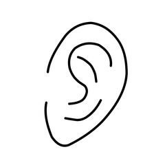 Ear vector icon, hearing symbol